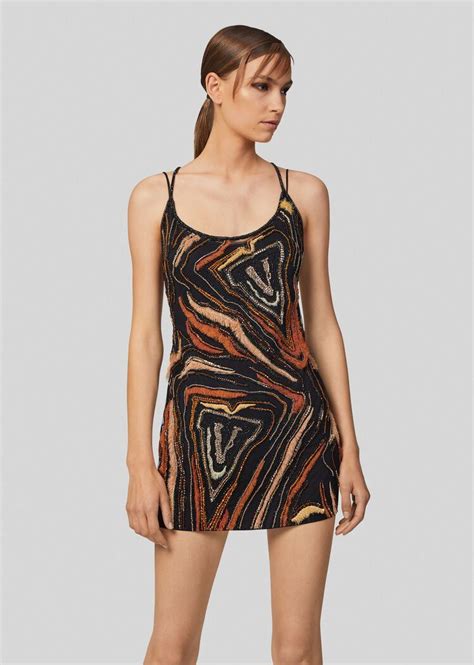 versace virtus animalier embroidered mini dress